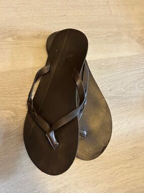 American Eagle Outfitters Dark Brown Braided Thong Sandals